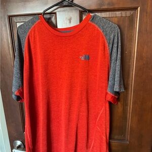 The North Face Men's Orange  and Gray Short Sleeve Tee